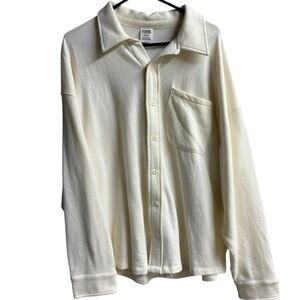 Women’s PINK Victoria’s Secret Button up Sweatshirt Campus shirt - MD - fits XL